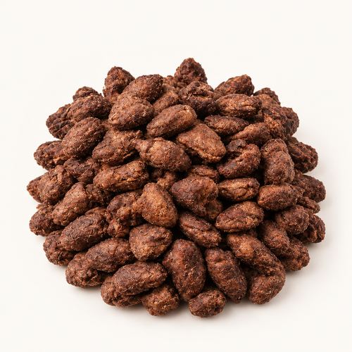 Professionally photographed freeze-dried chicken hearts on a white background